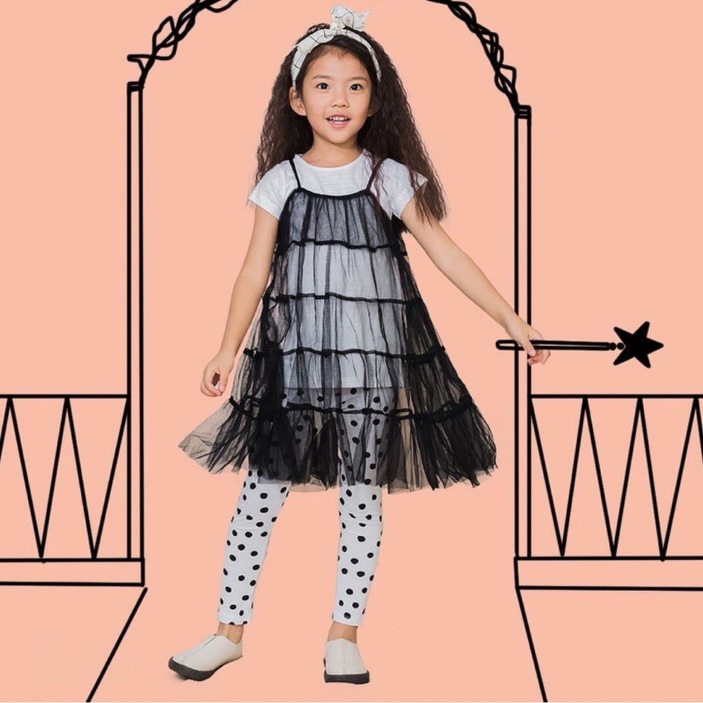 aimama kids tulle dress overlay